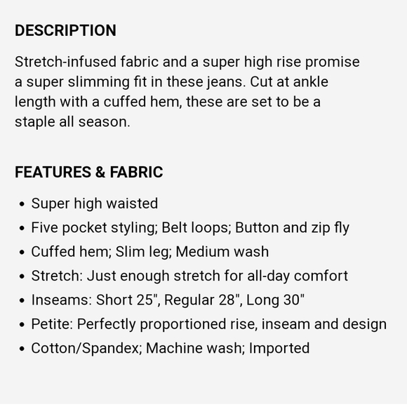 Slim Ankle Super High Rise Jeans - Picture 2 of 4